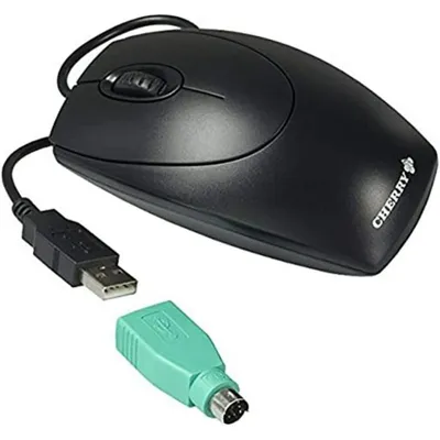 Produktbild von CHERRY WHEELMOUSE OPTICAL Kabelgebundene Maus, Schwarz, PS2/USB, Beidhändig, Optisch, USB Type-A + PS/2, 1000 DPI, Schwarz