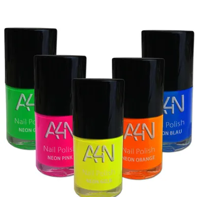 Produktbild von NEON Nagellack 5er Set, leuchtende Nagellacke deckend und lufttrocknend, Germany, Neonfarben, weicher Pinsel