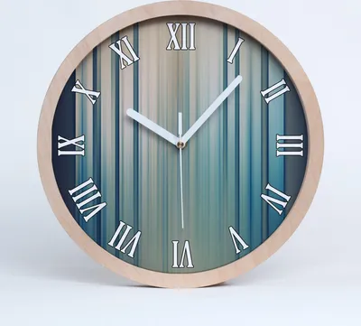 Produktbild von Holzuhr 25fi cm wanduhr - weiße Spitzen - Blaue Streifen