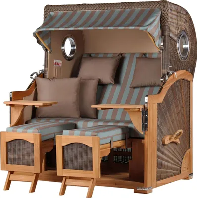 Produktbild von Strandkorb-Set - bene living - Ammersee Grande XL Teak - PE grau - Modell 520 - inkl. Liftersystem