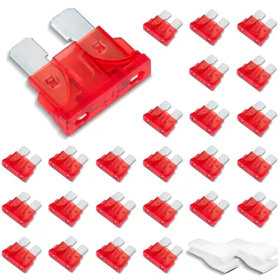 Kfz-Flachsicherungen 10A, 25 Stück, Standard, mit Clips