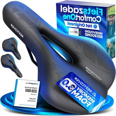 Productafbeelding van Fietszadel - Ergonomisch Zadel - Comfortabel Fietsen - Memory Foam 3.0 - 26 x 18 cm - Zwart