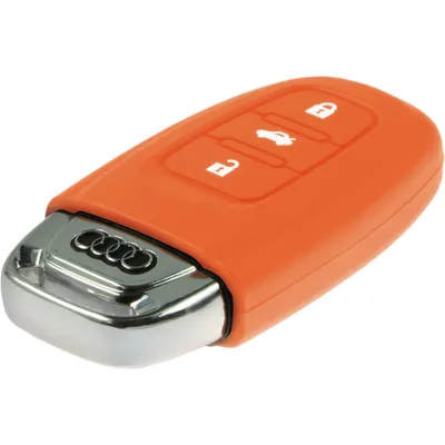 Produktbild von PhoneNatic Silikon Schlüssel Hülle kompatibel mit der Audi A4L 3-Tasten Fernbedienung in orange Funkschlüssel 3-Key