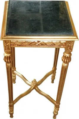 Produktbild von Casa Padrino Barock Beistelltisch Eckig Gold mit grüner Marmorplatte 40 x 40 x H 72.5 cm Antik Stil - Blumen Telefon Tisch