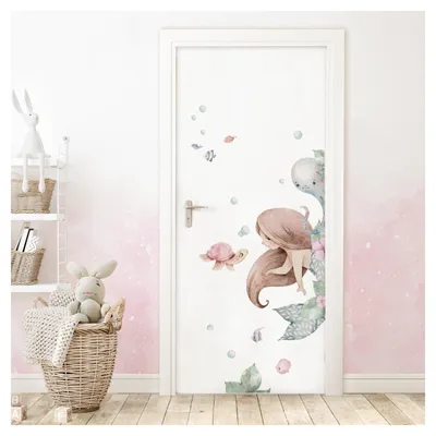 Image de Autocollant mural pour enfants, motif sirène