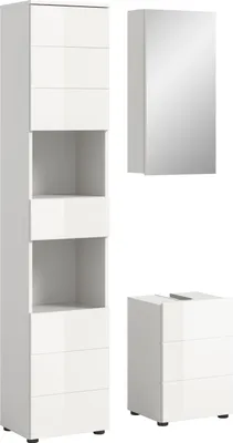 Productafbeelding van Vira badkamermeubelset, 3-delig, wit, hoogglans, wit.
