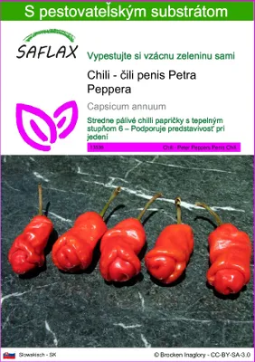 Obrázok produktu pre SAFLAX - Chili - čili penis Petra Peppera - Capsicum annuum - 10 Semená - S pestovateľským substrátom bez klíčkov