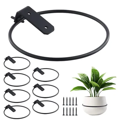 Blumentopfhalter 8er-Set, Wandmontage, schwarz, 15 cm, klappbar