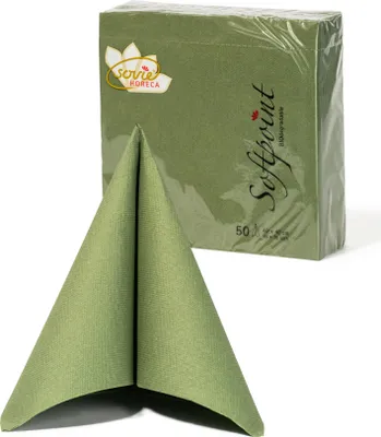 Produktbild von Sovie HORECA Serviette in Oliv aus Softpoint 40 x 40 cm, 2-lagig, 50 Stück