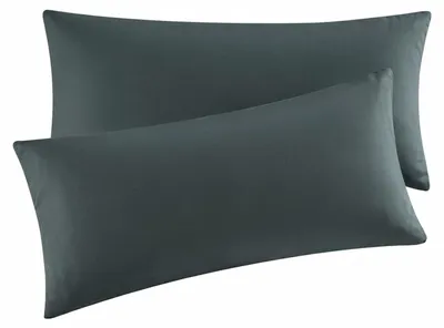 Image de TRANKIELO® - Ensemble de 2 taies d'oreiller - 40 x 80 cm - Microfibre - Anthracite - Respirantes et douces