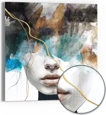 Produktbild von DEQORI Hybrid Leinwand Bild 50x50 cm 'Gefühlswirbel' Wandbild Glas flach modern