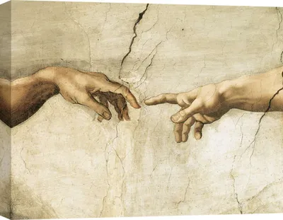 Obrázek produktu pro Umělecký tisk na plátně - Michelangelo Buonarroti, Stvoření Adama - 70x50 cm