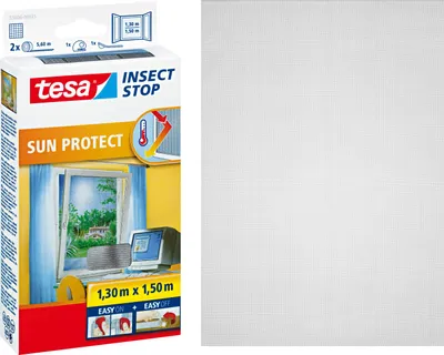 Produktbild von tesa Fliegengitter Comfort Insektenschutz Fenster ohne Bohren grau 1,3 x 1,5 m