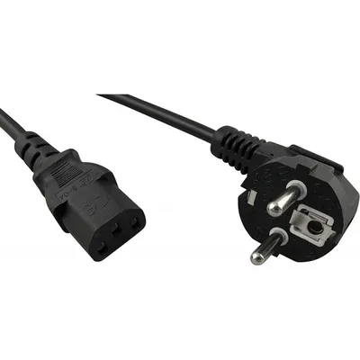 Produktbild von Nedis Kaltgerätekabel 1m | Kaltgerätestecker auf Schutzkontakt gewinkelt | PC Netzkabel 3 Polig | Netzteil Kabel Computer Monitor Bildschirm Beamer | Stromkabel PC Kaltgeräte