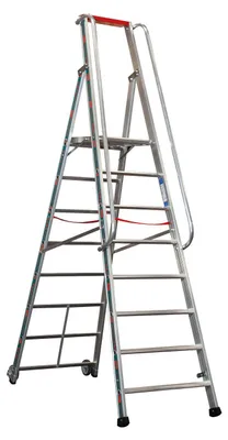 Produktbild von Euro-Profi Alu Podestleiter mit großem Standpodest Mod. S326 - Stufenanzahl: 8, Länge: 3,00 m