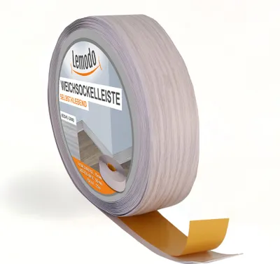 Produktbild von Weichsockelleiste selbstklebend 25 m, esche grau, Sockelleiste auf der Rolle, Fußleiste