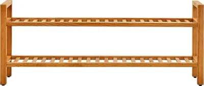 Zdjęcie produktu dla vidaXL Stojak na buty z 2 półkami 100x27x40 cm lite drewno dębowe