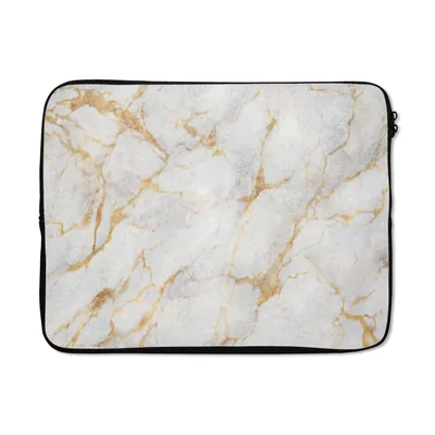 Produktbild von MuchoWow® Laptop Hülle 15 Zoll Marmor - Weiß - Gold - Abstrakt Laptoptasche - Laptoptasche - Sleeve - Rundum-Schutz
