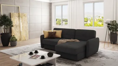 Produktbild von S-STYLE MÖBEL - Modernes Ecksofa Lento mit Ottomane und Schlaffunktion aus Graphit Luxusmicrofaser - Ottomane rechts, B/T/H: 232 cm/ 147 cm/ 83 cm