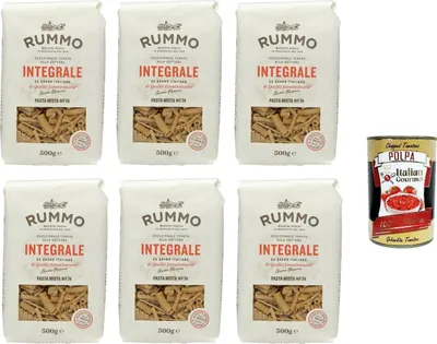 Produktbild von Rummo Pasta Mista Integrale N°74, Vollkornnudeln Nudeln Vollkorn Italienische Pasta 6x 500g + Italian Gourmet polpa 400g