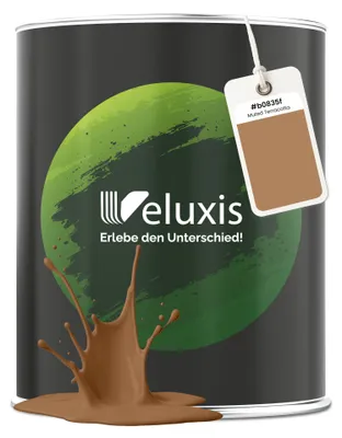 Produktbild von Wandfarbe Braun Gold Beige Matt Innenfarbe – Deckkraft Klasse 1, VOC-frei, Ohne Grundierung, Tropfarm – Wohnzimmer & Schlafzimmer – 1L – Veluxis (Muted Terracotta)