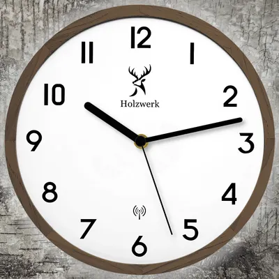 Produktbild von Holzwerk PAPENBERG (FUNK) moderne Designer Loft Funk Holz Wanduhr, braun, weiß