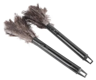 Image de Lot de 2 plumeaux rétractables en plumes d'autruche avec long manche pour le ménage