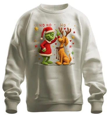 Produktbild von Grinch gestrickt Wolle Rentier Weihnachten lustig Retro Sweatshirt Pullover, Natur, M