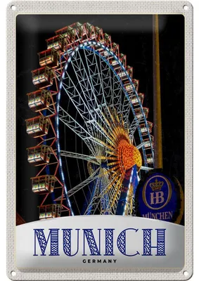 Produktbild von Blechschild Reise 20x30cm München  Riesenrad Kirmes