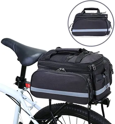 Produktbild von Fahrrad Satteltasche Gepäcktasche Gepäckträger Tasche Rucksack Seitentasche mit wasserfester, reflektierender und Regenschutzdeckel
