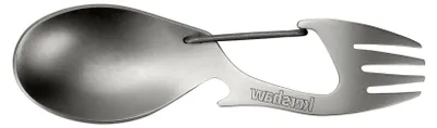 Produktbild von Ration Multi Tool Göffel aus Edelstahl, Löffel, Gabel, Karabiner und Flaschenöffner, Normale Länge und XL