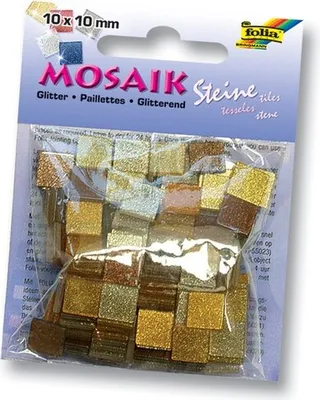 Immagine prodotto di Pietre di mosaico Folia, 10x10mm, 190 pezzi, resina sintetica, miscela di glitter, marrone