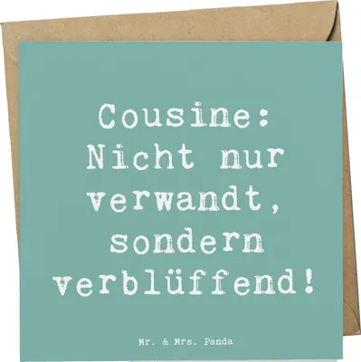 Produktbild von Mr. & Mrs. Panda Grußkarte Spruch Cousine Wunder - Meeresbrise - Geschenk, Geschenke, Lebensfreude, überraschend, Familienmitglieder, Glückwunschkarte, Klappkarte