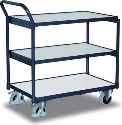 Produktbild von ESD Tischwagen mit 3 Ladeflächen Typ L + EasySTOP