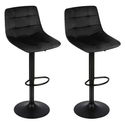 Produktbild von Supfine 2er Set Barhocker Höhenverstellbar Drehbar Samt und Metall Schwarz