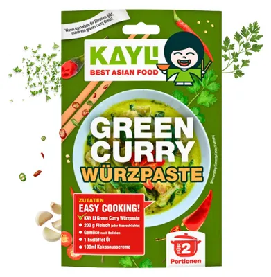 Produktbild von KAY LI Grüne Curry Paste 50g Würzpaste für Curry & Suppen Currypaste