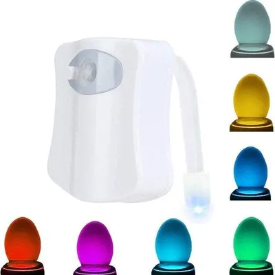 Immagine prodotto di Lampada notturna a LED per il bagno - Set di accessori per il bagno - Lampada notturna a batteria con sensore di movimento per il bagno