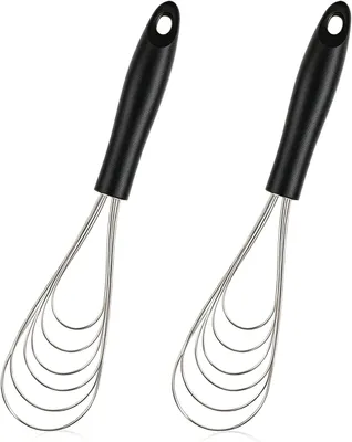 Immagine prodotto di Cucchiaio da cucina e frusta in acciaio inossidabile, dimensioni 25 x 6,5 cm, con manico in silicone, ideali per la cucina