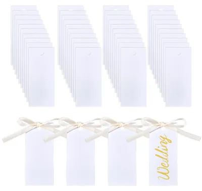 100 Tischplatzkarten mit Blumen-Linien, 9x4x0,03 cm, Papier, weiß