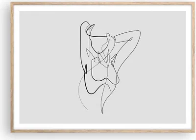 Produktbild von Gerahmtes Poster - Rahmen in heller Eiche - Frau Bleistift Linie - 100x70 cm - Wand Bild - Wanddeko - Wandbilder - Kunstposter - Wandposter - Bilderrahmen - Bilder - Kunstdruck - P2NAA100x70-4991