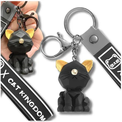 Produktbild von EDIBAZZAR | Schwarzer Katzen-Schlüsselanhänger, perfekt für Schlüssel oder eine Tasche
