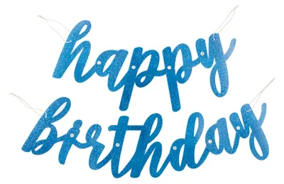 Immagine prodotto di Ghirlanda di cartoncino blu glitterato "Happy Birthday" 84 cm - Taglia unica