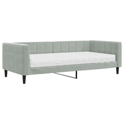 Produktbild von Tagesbett mit Matratze Hellgrau 90x200 cm Samt