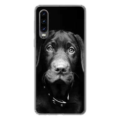 Produktbild von MuchoWow® Handyhülle Schutzhülle Hülle für Huawei P30 Hund - Leicht - Schwarz Silikon Softcase Handy Hülle - Kartenbesitzer