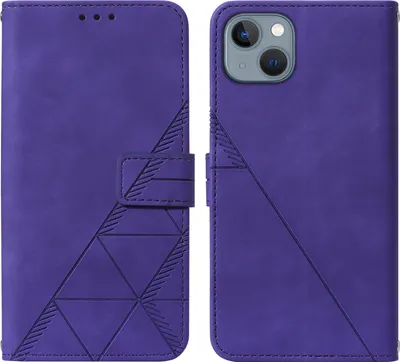 Produktbild von iPhone 15 Plus Hülle, Schlank Prägung Flip Leder Kartenfächer Schutzhülle mit Ständer für iPhone 15 Plus Lila