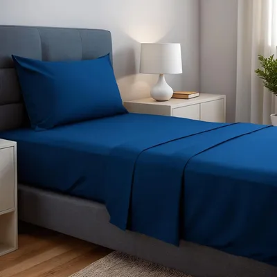 Zdjęcie produktu dla Komplet pościeli 90x190/200 cm, kolor granatowy, mikrofibra, 3-częściowy