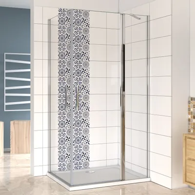 Produktbild von 90(Drehtür+feste Scheibe)x76(Drehtür)x195cm Nano ESG Drehtür Falttür Schwenktür Eckdukabine Duschabtrennung Eckdusche