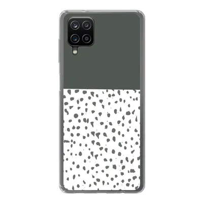Produktbild von MuchoWow® Handyhülle Schutzhülle Hülle für Samsung Galaxy A12 Polka dots - Grau - Weiß Silikon Softcase Handy Hülle - Bild