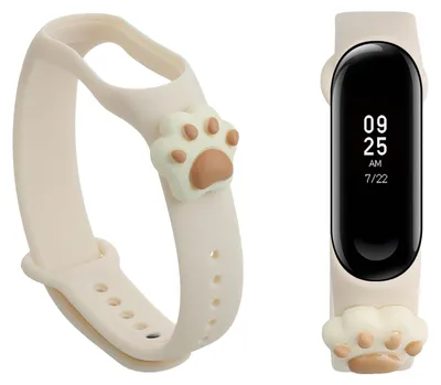 Produktbild von kwmobile Sportarmband kompatibel mit Xiaomi Mi Band 4 / Mi Band 3 Armband - Fitnesstracker Band aus TPU Silikon Katze Weiß