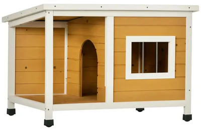 Produktbild von Hundehütte - Hundekennel aus Tannenholz - Terrasse - Aufklappbares Asphaltdach - Für kleine Hunde